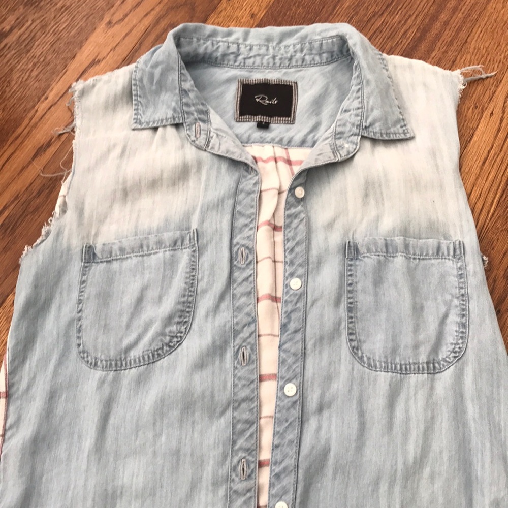 Rails denim and plaid mix shirt size Small